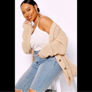 Boohoo Plus Women’s Oversized Button-Down Cardigan